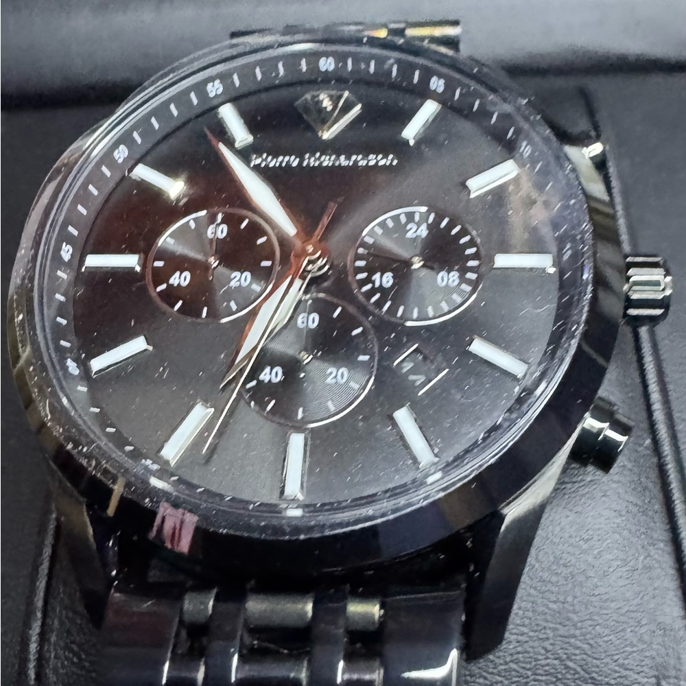 New PIERRE RICHARDSON Men’s Luxury Watch – Black Silver Stainless Steel